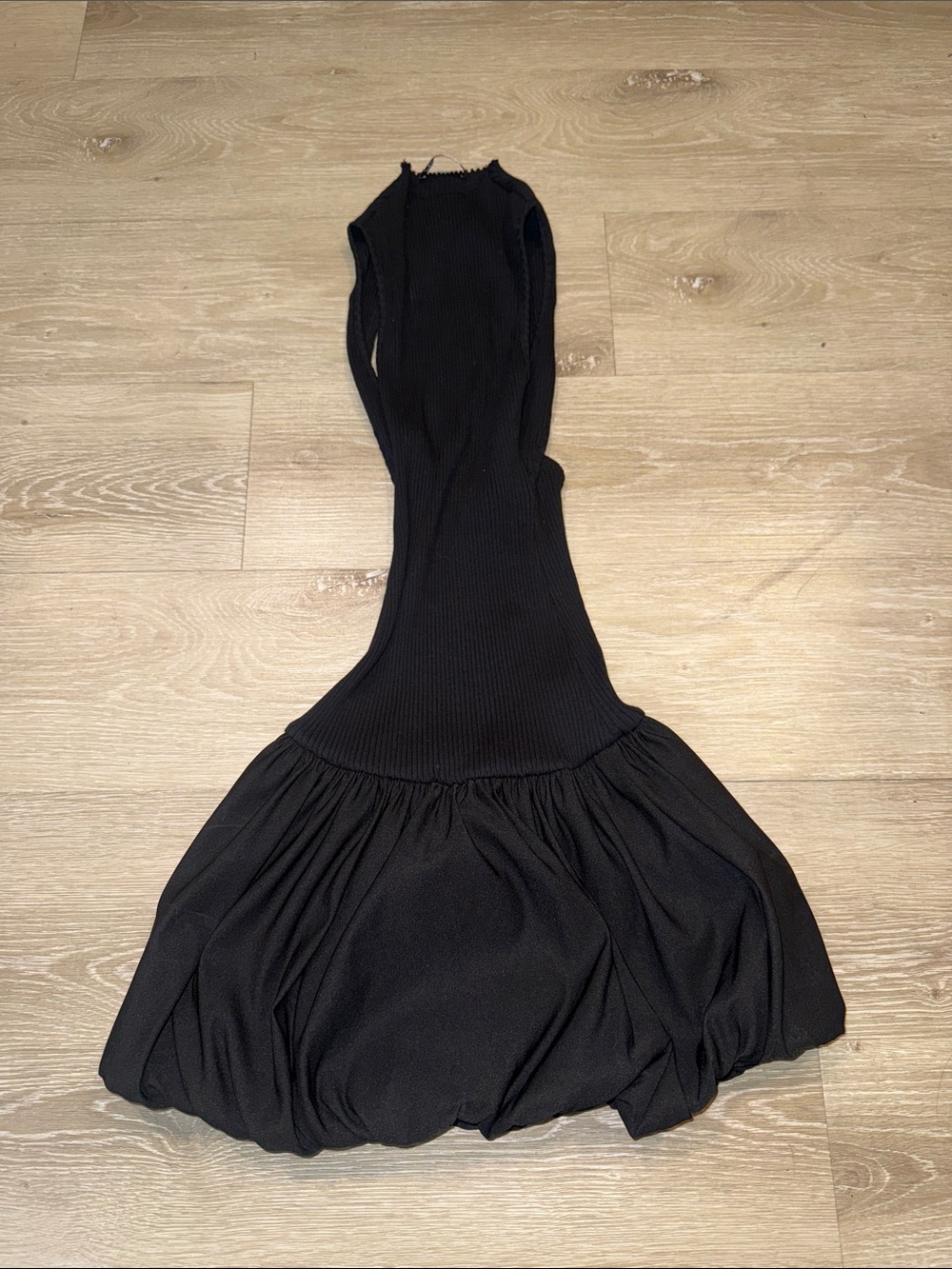 Zara Black Sleeveless Bubble-Hem Mini Dress